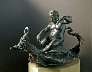 O anão Morgante Braccio di Bartolo, o anão de Cosimo I de Medici (Cosimo I de Medici). Escultura de bronze de Giambologna (Giovanni da Bologna ou John de Bolonha ou Boulogne