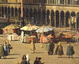 Piazza San Marco (Praça de São Marcos) da Basílica para a igreja de San Geminiano e Procuratie Nuove (edifícios dos Procuradores), Veneza, por Giovanni Antonio Canal, conhecido como Canaletto (1697-1768), Óleo sobre tela, 68,5x93,5 cm, ca 1735