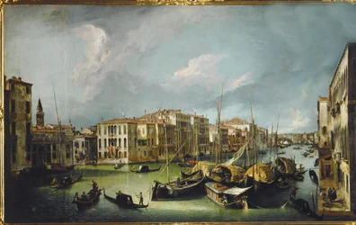 O Canal Grande em Veneza com a ponte de Rialto (pintura sobre tela)