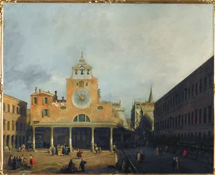 A praça em frente a San Giacomo di Rialto, Veneza (pintura sobre tela)