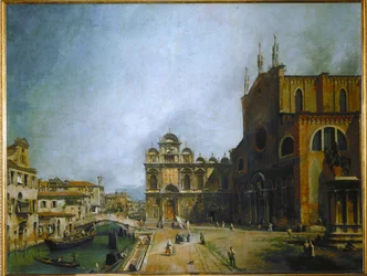 A praça em frente a Santi Giovanni e Paolo, Veneza (pintura sobre tela)