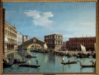 Le pont du Rialto a Veneza Pintura de Antonio Canal Dit Il Canaletto (1697-1768) Sol do século XVIII. 1,19x1,54 m - A Ponte do Rialto em Veneza. Pintura de Antonio Canal Dit Il Canaletto (1697-1768)