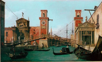 A Ponte do Arsenal em Veneza, pintura de Giovanni Antonio Canal, dito Canaletto (1697-1768), 1730-1731, 47 x 79 cm, Inglaterra, Woburn Abbey