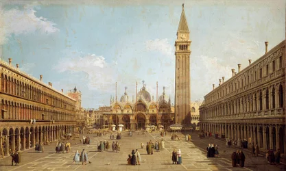 Vista da Praça de São Marcos em Veneza Pintura por Antonio Canaletto Canal (1697-1768) por volta de 1740, 76 x 45 cm - Paris. Museu Jacquemart Andre
