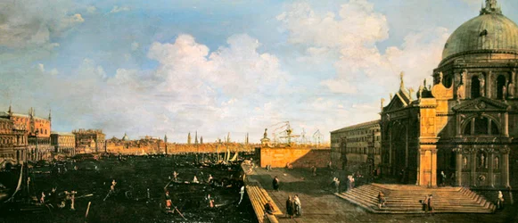 Vista do Grande Canal e Santa Maria della Salute (óleo sobre painel)