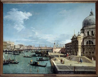 Vista da entrada do Grande Canal e da Igreja de Salute em Veneza Pintura de Antonio Canal dit Canaletto (1697-1768) Sol do século XVIII. 1,19x1,53 m