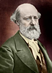 Retrato do arquiteto Eugene Viollet le Duc (Viollet-le-Duc) (1814-1879). c.1879 (gravura)