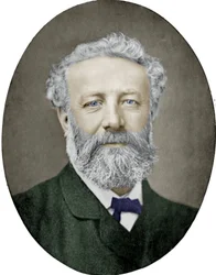 Jules Verne (1828-1905) romancista francês, fotografia de Nadar, imagem colorida