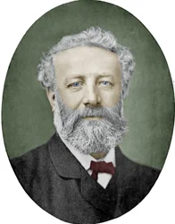 Jules Verne (1828-1905) romancista francês, fotografia de Nadar, imagem colorida