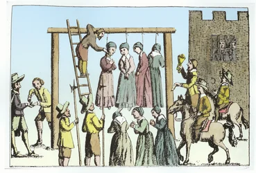 An Execution of Witches in England (gravura) (coloração posterior)
