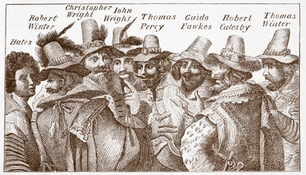 Os Conspiradores de Pólvora, após uma gravação de 1606 (gravura)