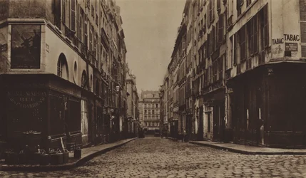 Rue des Moulins por volta de 1866, demolida para a construção da Avenue de l