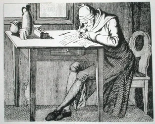 Gaspard Lavater (1741-1801) em seu Estudo, cópia de uma ilustração de sua 