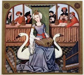 Leda e o cisne - a partir de uma iluminura do século XV
