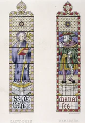 Vidro manchado representando St Ouen e Manassès, Igreja St Ouen de Rouen