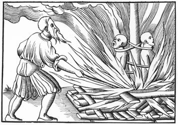 Punição pelo fogo, segundo uma xilogravura na 