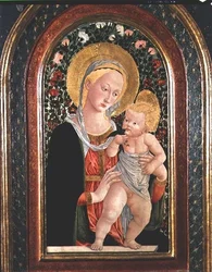 Madonna e Criança, Criança de pé, segurando um pássaro