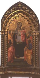 Madonna e Child with Saints (tempera no painel)