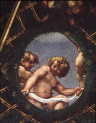 Anjos a olhar por uma janela - Fresco