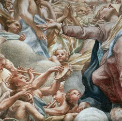 Anjos tocando música, detalhe da Assunção da Virgem
