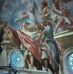 Apóstolos e jovens, por Antonio Allegri Da Correggio (1489-1534), afresco, Cúpula da Catedral de Parma, Itália