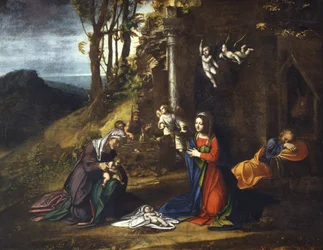 Natividade de Jesus com Santa Isabel e o jovem São João Batista