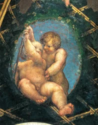 Ovate com querubins, detalhe da decoração da Câmara de S. Paulo ou da Câmara da Abadessa
