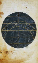 hemisfério celestial do norte, miniatura, mesa astronómica de Ptolomeu (ca. 100-175), civilização helenística