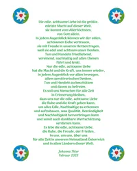 O amor nobre e atento traz-nos calma, alegria e paz no nosso país, a Áustria, e em todos os países do mundo