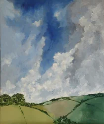 Paisagem de colinas e nuvens
