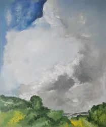 Paisagem com nuvens rodopiantes