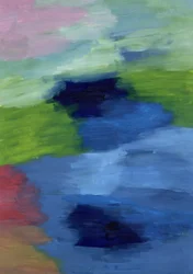 Uma fusão expressiva das três cores primárias — azul, vermelho e amarelo — dançando em harmonia