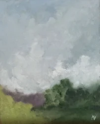 Redemoinho de vento sobre uma sebe de lavanda