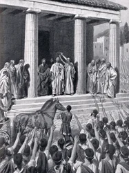 Temístocles homenageados em Esparta, ilustração da "História das Nações de Hutchinson", 1915
