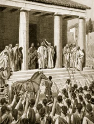 Temístocles homenageado em Esparta, ilustração da "História das Nações de Hutchinson", 1915