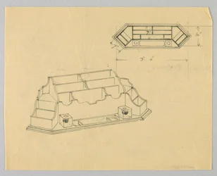 Design para organizador de mesa em plano e elevação