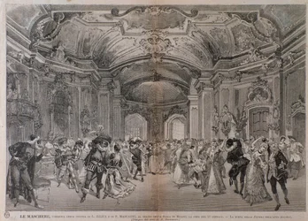 Ilustrações para a ópera Le Maschere de Pietro Mascagni para a apresentação no teatro alla Scala em Milão