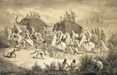 Cavalgada de Chefes Sikh em Elefantes, de 