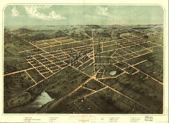 Vista aérea da cidade de Hillsdale, Hillsdale Co., Mich. 1866. LOC 73693429