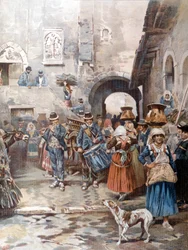 Véspera de Natal no campo romano há 100 anos.