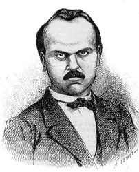 Retrato de Louis Noir (1837-1901) Escritor francês - gravura de Lemot de 1870