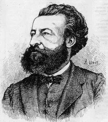 Retrato de Ulrich de Fonvielle (1833-1911), jornalista e literato francês - Gravura de Lemot de 1870