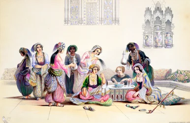Interior de um harém, Cairo, Egito, meados do século XIX