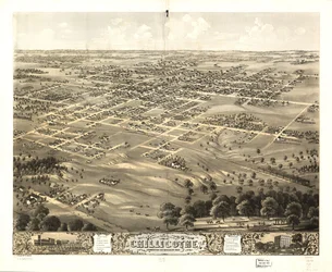 Vista aérea da cidade de Chillicothe, Livingston Co., Missouri, 1869. LOC 73693472