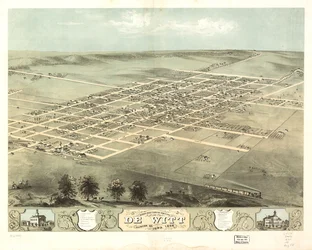 Vista aérea da cidade de De Witt, Clinton Co., Iowa 1868. LOC 73693396