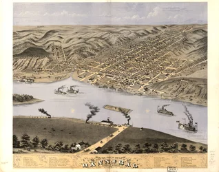Vista aérea da cidade de Hannibal, Marion Co., Missouri, 1869. LOC 73693475