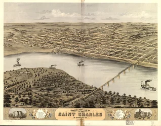 Vista aérea da cidade de Saint Charles, St. Charles Co., Missouri 1869. LOC 73693488