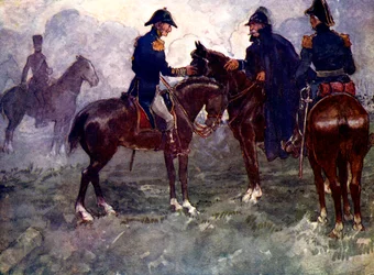 Só depois da batalha Blucher e Wellington se encontraram, 1815, 1905