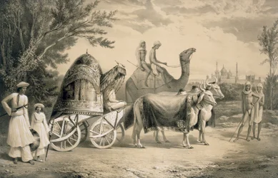 Transporte de Harem do Rei de Deli, pub. 1858.