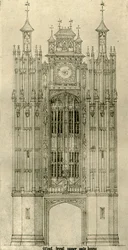 Desenho arquitetônico: casa do portão interno da frente oeste, 1833-1834, 1906.